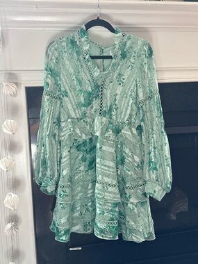 ASOS Green Floral Mini Dress size 6 coquette boho garden party ethereal flowy